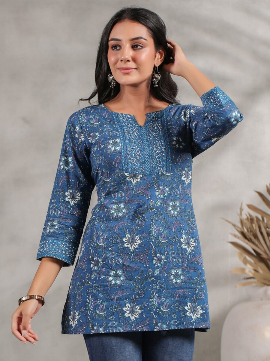 Anubhutee Floral Printed Pure Cotton A-Line Kurti - Distacart