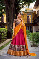 Thumbnail for Lorenvalley Fashion Pink Aastha Silk Printed with Zari Weaving Work Lehenga Choli with Dupatta