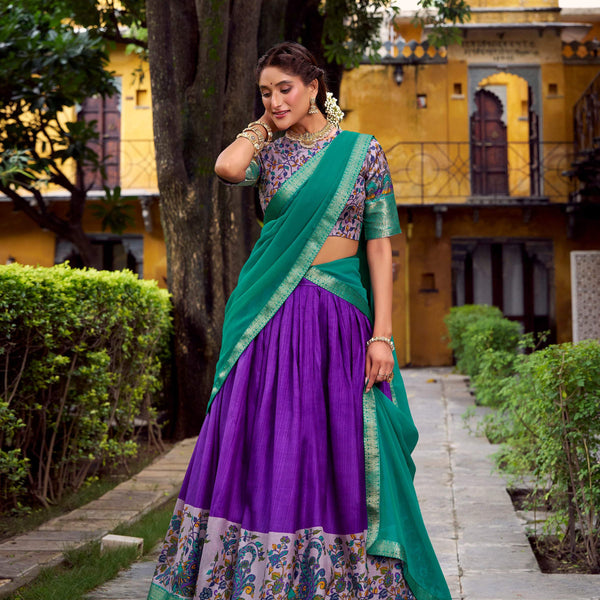 Lorenvalley Fashion Purple Aastha Silk Printed with Zari Weaving Work Lehenga Choli with Dupatta