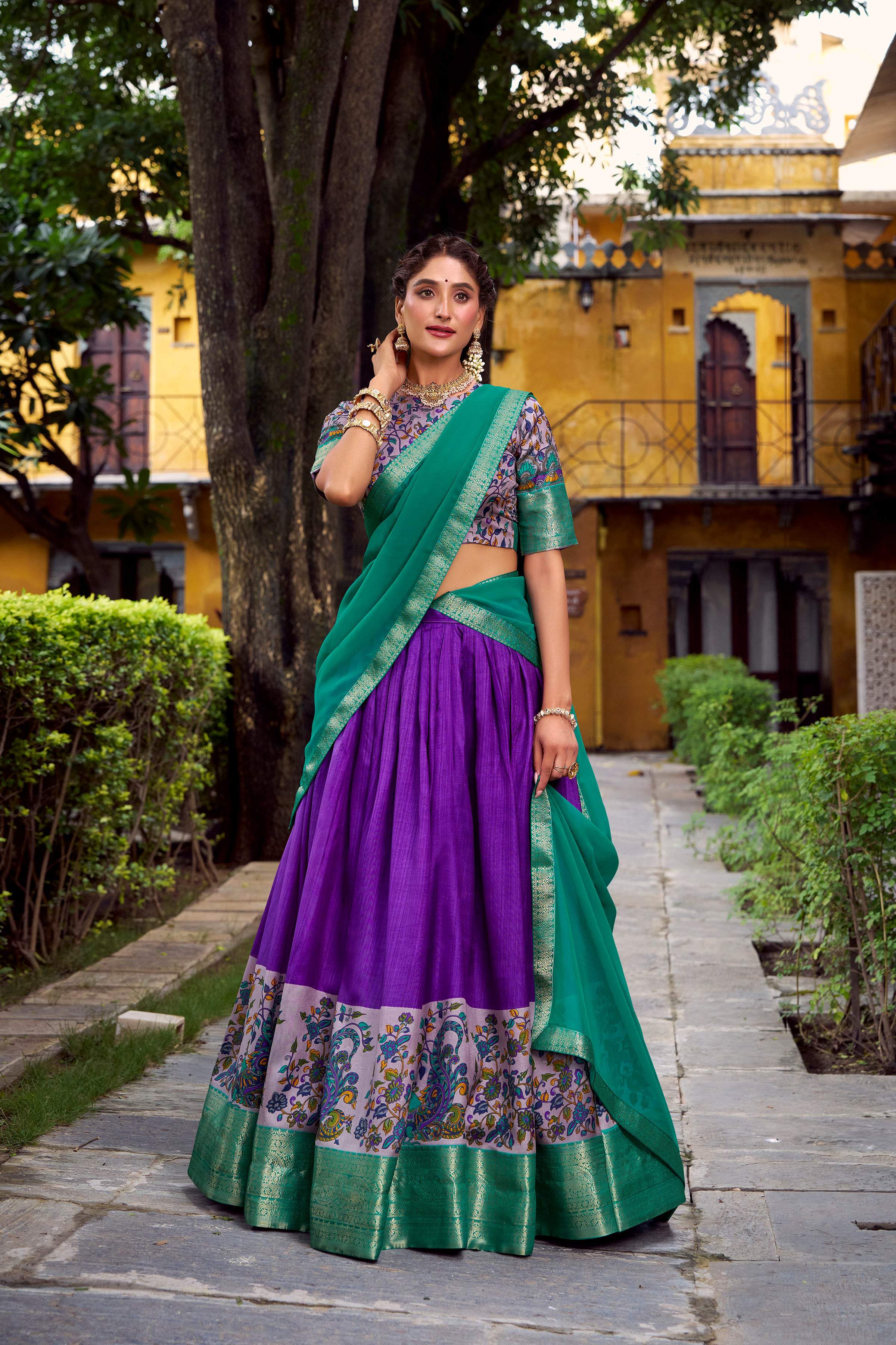 Lorenvalley Fashion Purple Aastha Silk Printed with Zari Weaving Work Lehenga Choli with Dupatta