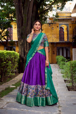 Thumbnail for Lorenvalley Fashion Purple Aastha Silk Printed with Zari Weaving Work Lehenga Choli with Dupatta