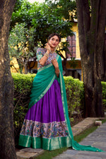 Thumbnail for Lorenvalley Fashion Purple Aastha Silk Printed with Zari Weaving Work Lehenga Choli with Dupatta