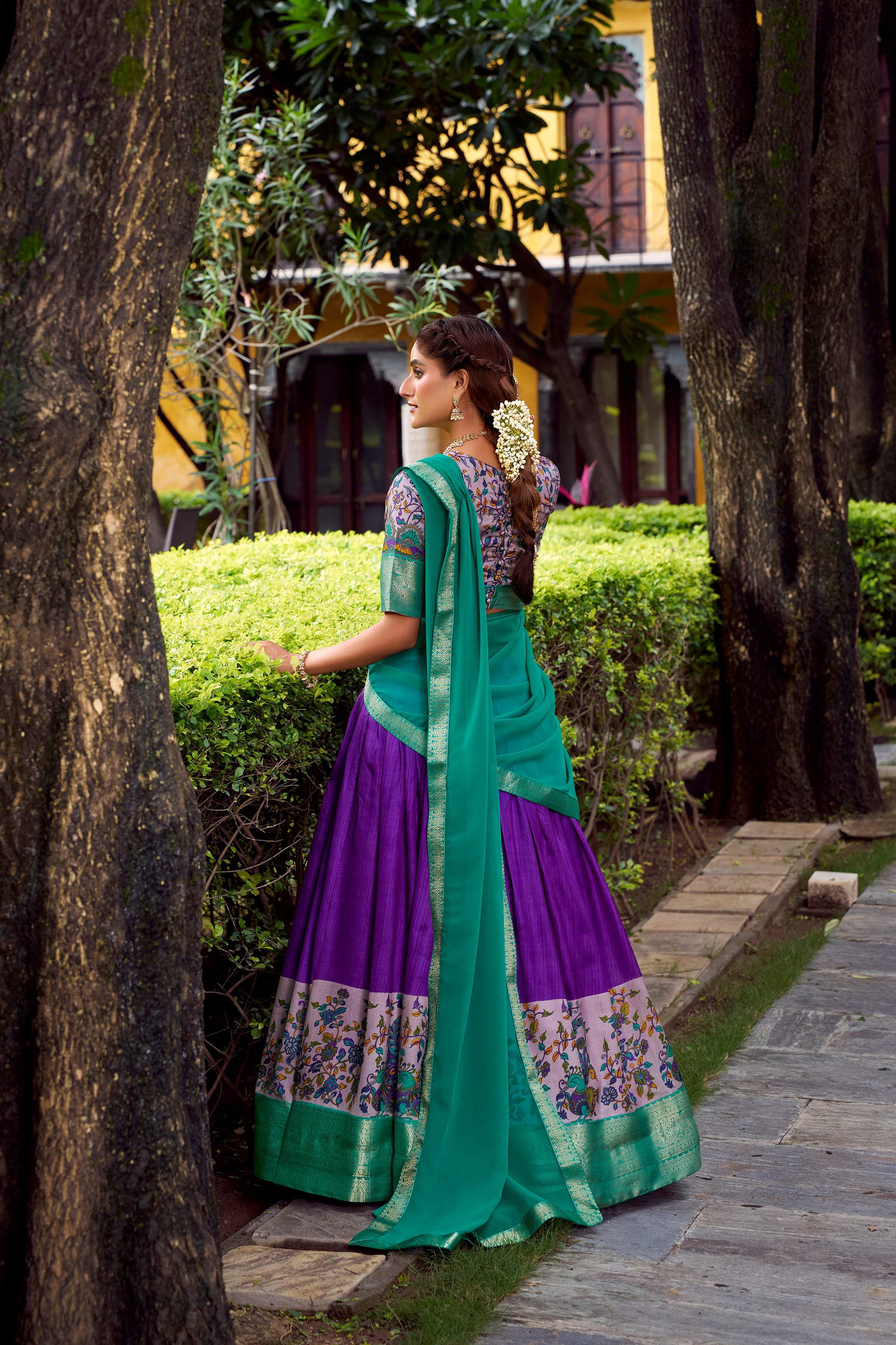 Lorenvalley Fashion Purple Aastha Silk Printed with Zari Weaving Work Lehenga Choli with Dupatta