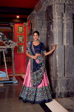Thumbnail for Lorenvalley Fashion Pink Tasar Silk Ikkat Print Lehenga Choli with Dupatta