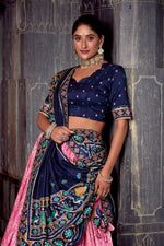 Thumbnail for Lorenvalley Fashion Pink Tasar Silk Ikkat Print Lehenga Choli with Dupatta