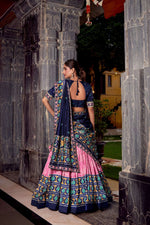 Thumbnail for Lorenvalley Fashion Pink Tasar Silk Ikkat Print Lehenga Choli with Dupatta