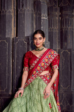 Thumbnail for Lorenvalley Fashion Seagreen Tasar Silk Ikkat Print Lehenga Choli with Dupatta