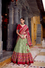 Thumbnail for Lorenvalley Fashion Seagreen Tasar Silk Ikkat Print Lehenga Choli with Dupatta