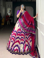 Thumbnail for Lorenvalley Fashion Multicolor Tasar Silk Tie and Dye Print with Lace Touch Up Lehenga Choli with Dupatta
