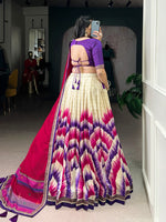 Thumbnail for Lorenvalley Fashion Multicolor Tasar Silk Tie and Dye Print with Lace Touch Up Lehenga Choli with Dupatta