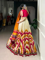 Thumbnail for Lorenvalley Fashion Multicolor Tasar Silk Tie and Dye Print with Lace Touch Up Lehenga Choli with Dupatta