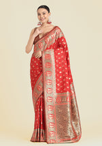 Thumbnail for Monjolika Fashion Red Color Weaving Banarasi Silktraditional Saree - Distacart
