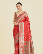 Thumbnail for Monjolika Fashion Red Color Weaving Banarasi Silktraditional Saree - Distacart