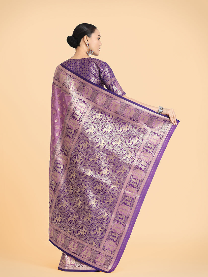Monjolika Fashion Lavender Color Weaving Banarasi Silktraditional Saree - Distacart