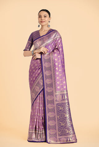Monjolika Fashion Lavender Color Weaving Banarasi Silktraditional Saree - Distacart