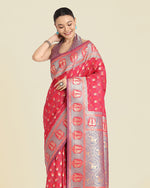 Thumbnail for Monjolika Fashion Pink Color Weaving Banarasi Silktraditional Saree - Distacart