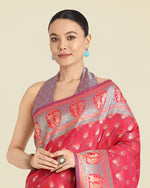 Thumbnail for Monjolika Fashion Pink Color Weaving Banarasi Silktraditional Saree - Distacart