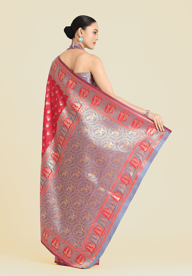 Monjolika Fashion Pink Color Weaving Banarasi Silktraditional Saree - Distacart