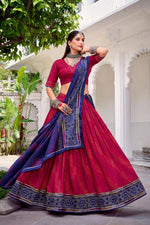 Thumbnail for Lorenvalley Fashion Pink Tasar Silk Bandhej Print With Gotta Patti Lace Touch Up Lehenga Choli with Dupatta