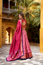 Thumbnail for Lorenvalley Fashion Gajari Dola Silk Batik Print with Zari Weaving Work Lehenga Choli with Dupatta - Distacart