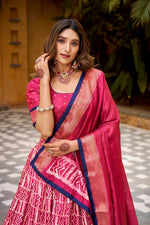Thumbnail for Lorenvalley Fashion Gajari Dola Silk Batik Print with Zari Weaving Work Lehenga Choli with Dupatta - Distacart