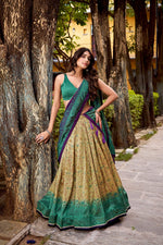 Thumbnail for Lorenvalley Fashion Multicolor Vichitra Silk Printed Lehenga Choli with Dupatta - Distacart