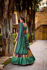 Thumbnail for Lorenvalley Fashion Multicolor Vichitra Silk Printed Lehenga Choli with Dupatta - Distacart