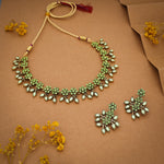 Thumbnail for Tehzeeb Creations Sea Green Pack of 1 Gold-Polished Choker Necklace Set With Earring For Women & Girls - Distacart