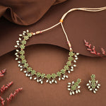 Thumbnail for Tehzeeb Creations Sea Green Pack of 1 Gold-Polished Choker Necklace Set With Earring For Women & Girls - Distacart