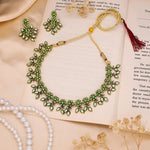 Thumbnail for Tehzeeb Creations Sea Green Pack of 1 Gold-Polished Choker Necklace Set With Earring For Women & Girls - Distacart