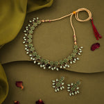 Thumbnail for Tehzeeb Creations Sea Green Pack of 1 Gold-Polished Choker Necklace Set With Earring For Women & Girls - Distacart