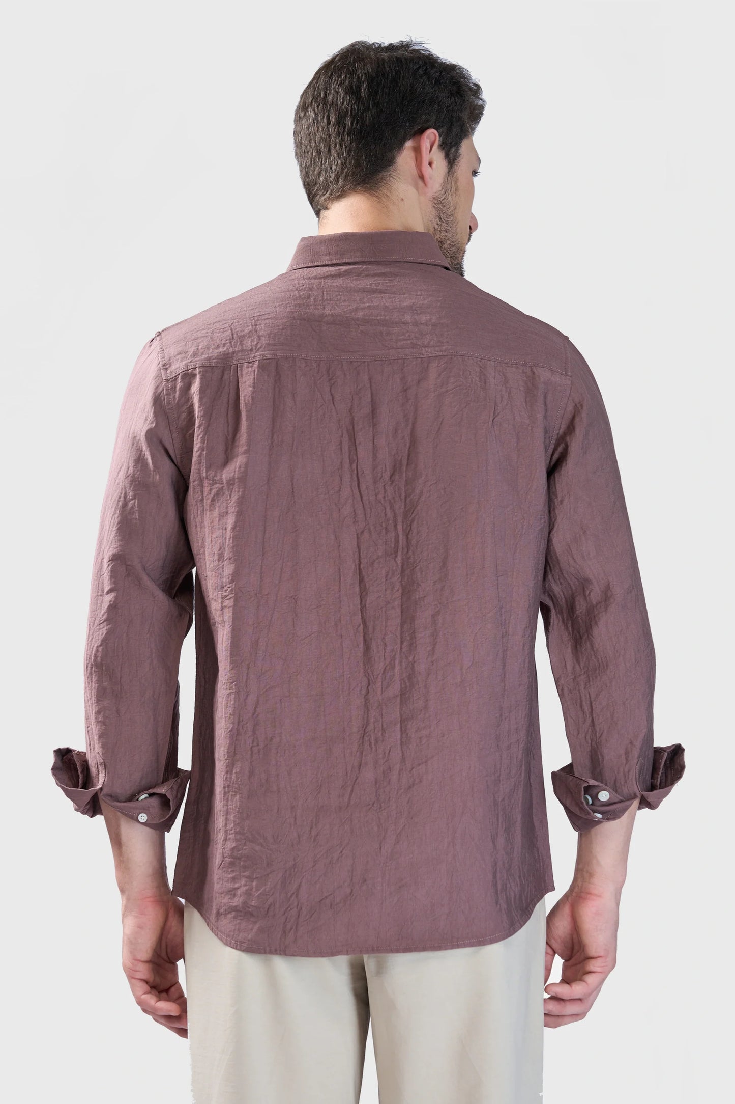 Xkind Brown Crush Wrinkled Look Regular Fit Shirt - Distacart