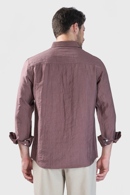 Xkind Brown Crush Wrinkled Look Regular Fit Shirt - Distacart