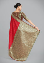 Thumbnail for Monjolika Fashion Banarasi Silk Red Color Weaving Designer Saree - Distacart