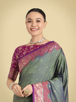 Thumbnail for Monjolika Fashion Banarasi Silk Olive Green Color Weaving Designer Saree - Distacart