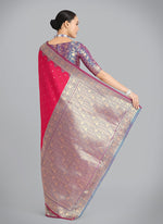 Thumbnail for Monjolika Fashion Banarasi Silk Pink Color Weaving Designer Saree - Distacart