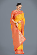 Thumbnail for Monjolika Fashion Banarasi Silk Yellow Color Weaving Designer Saree - Distacart
