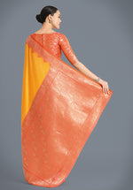 Thumbnail for Monjolika Fashion Banarasi Silk Yellow Color Weaving Designer Saree - Distacart