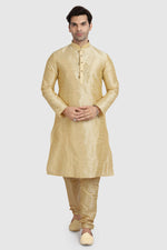 Thumbnail for Raivat Ethnic Art Silk Kurta Pajama In Gold Colour