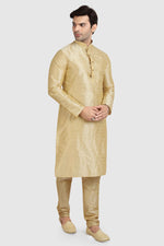 Thumbnail for Raivat Ethnic Art Silk Kurta Pajama In Gold Colour