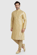 Thumbnail for Raivat Ethnic Art Silk Kurta Pajama In Gold Colour