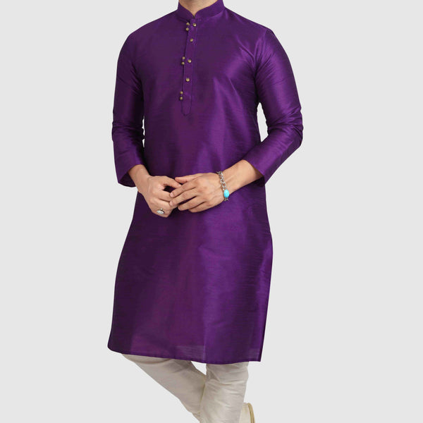 Raivat Ethnic Art Silk Kurta Pajama In Purple Colour - Distacart
