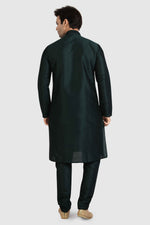 Thumbnail for Raivat Ethnic Art Silk Kurta Pajama In Dark Green Colour - Distacart
