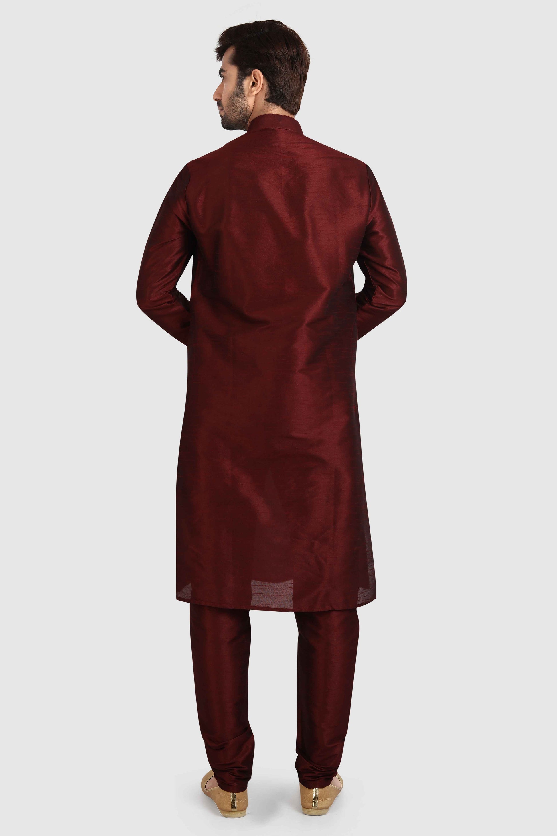 Raivat Ethnic Art Silk Kurta Pajama In Maroon Colour - Distacart