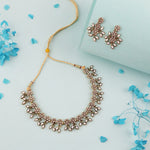 Thumbnail for Tehzeeb Creations White Colour Pack of 1 Gold-Polished Choker Necklace Set With Earring For Women & Girls - Distacart