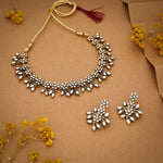 Thumbnail for Tehzeeb Creations White Colour Pack of 1 Gold-Polished Choker Necklace Set With Earring For Women & Girls - Distacart