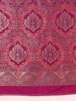 Thumbnail for Monjolika Fashion Olive Banarasi Silk Blend SareeWith Traditional & Modern Dulha Dulhan Figure Zari Woven Detailing - Distacart