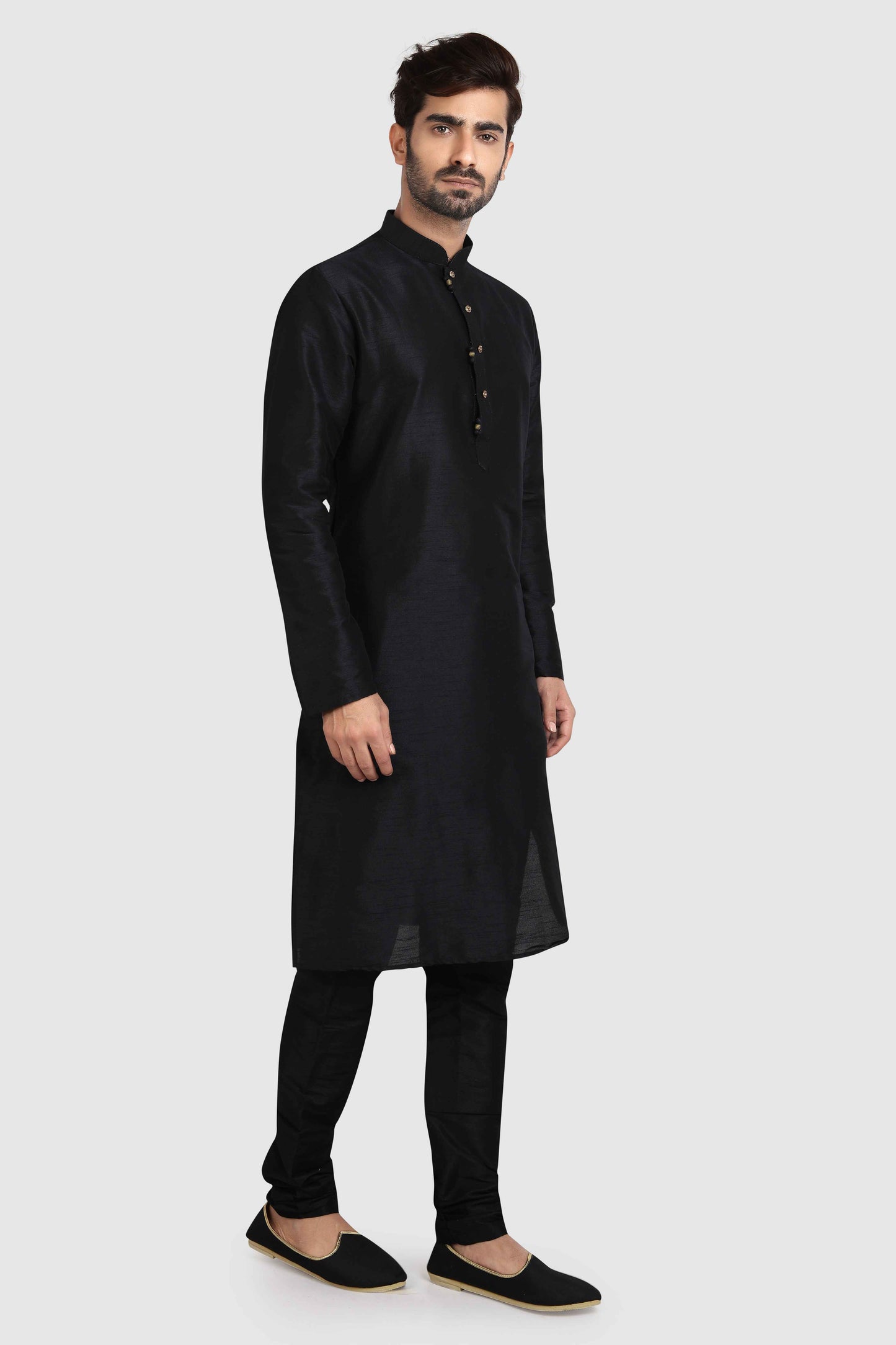 Raivat Ethnic Art Silk Kurta Pajama In Black Colour - Distacart