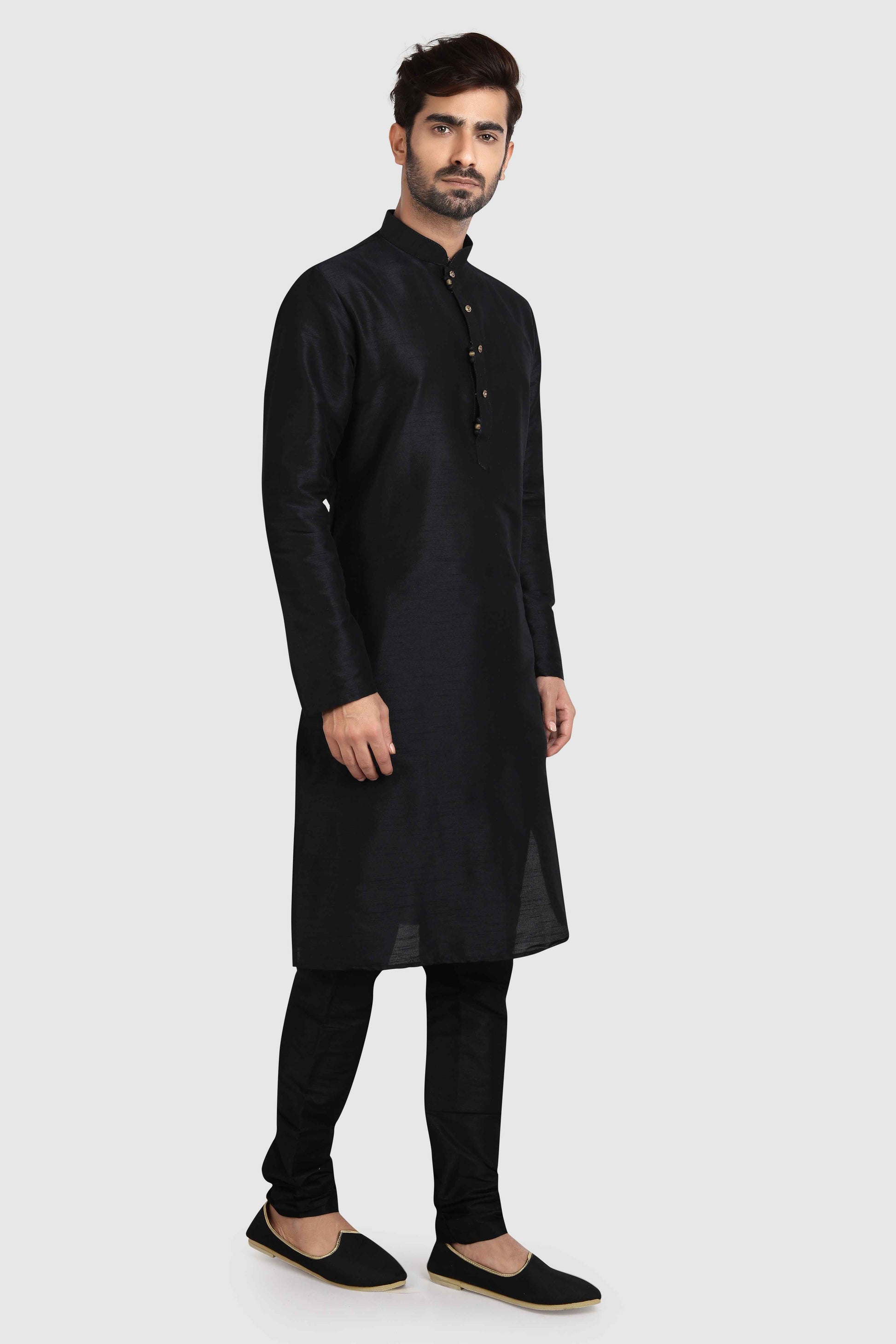 Raivat Ethnic Art Silk Kurta Pajama In Black Colour - Distacart