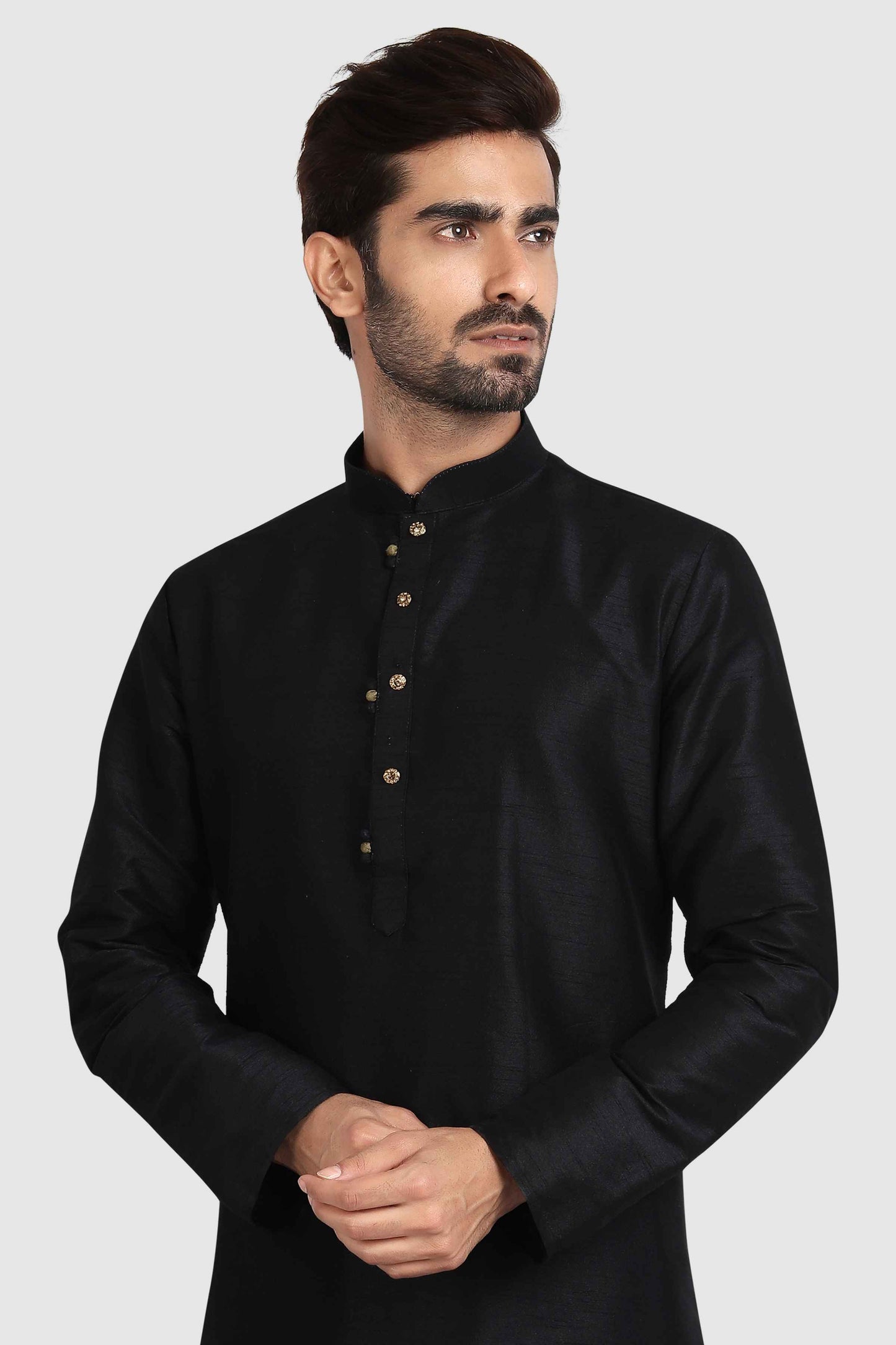 Raivat Ethnic Art Silk Kurta Pajama In Black Colour - Distacart